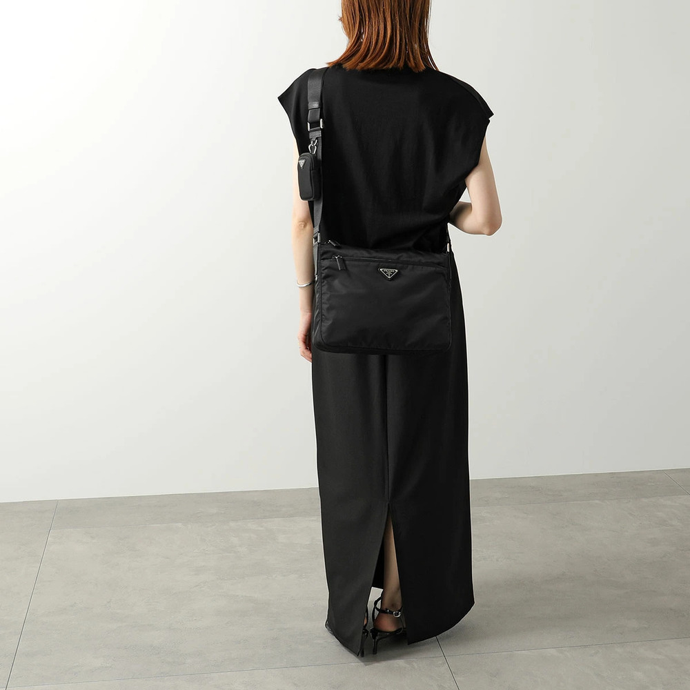 Prada Shoulder Bag Re Pouch Clutch Triangle Nero Black